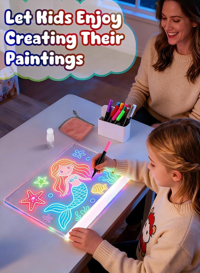 بيج جن لوحة رسم مضيئة للأطفال - قابلة لإعادة الشحن، مقاس 9.8 × 13.8 بوصة، مصنوعة من الأكريليك، مزودة بـ 7 ألوان و4 أوضاع إضاءة، مثالية للرسم والتلوين، هدية رائعة لأحفادك في أعياد ميلادهم. - Image 5